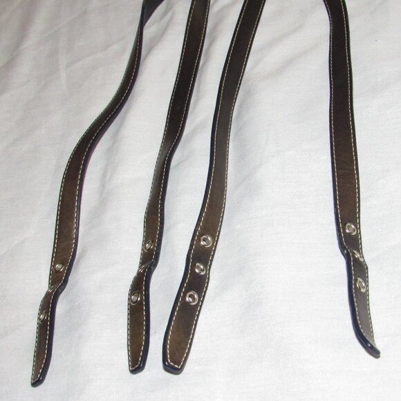 Set of 2 COACH Replacement Black Dark Brown Reversible 3 Grommet Straps 30" - Picture 4 of 4